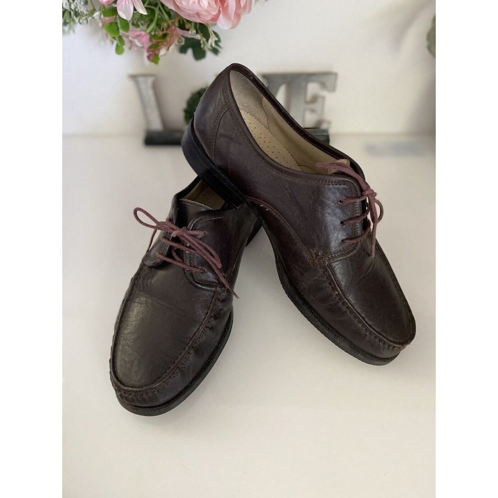 Le Comodone Brown Leather Stringed Lace‎ Up Moccasin Shoe Size 40 US 8.5